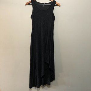 Eric & Lani Sleeveless Dress w/ Asymmetrical Hem Speckled Pattern Black Small